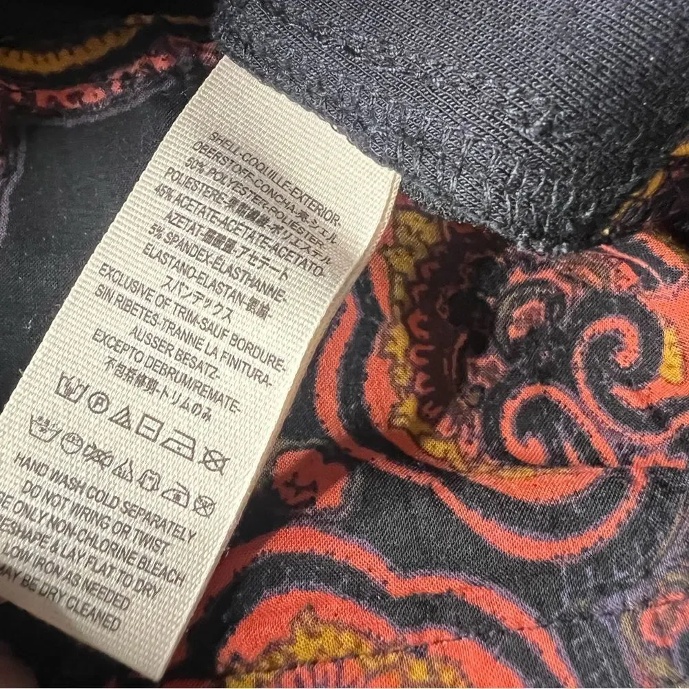 Free People Black Paisley Pop Crop Tank Size Medium EUC